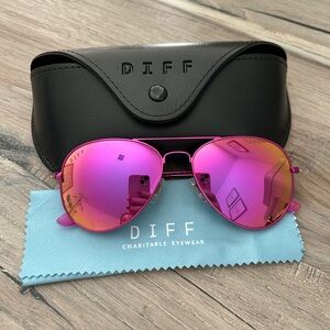 Diff Eyewear Pink Mirrored Aviator Sunglasses